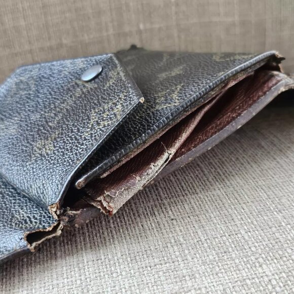Vintage Louis Vuitton Card Holder Bifold Wallet Purse Made France Damaged AS IS - Picture 9 of 14